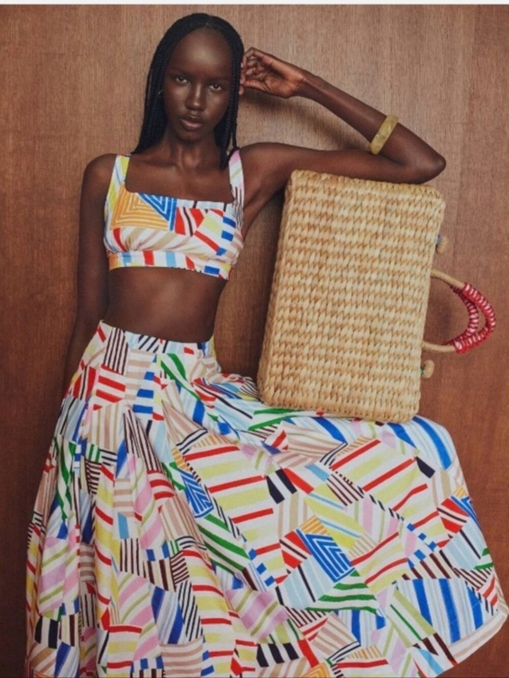 NWT Women's Pleated Poplin Madras Midi Skirt- Rosie Assoulin x Target Size 14 - Picture 3 of 5